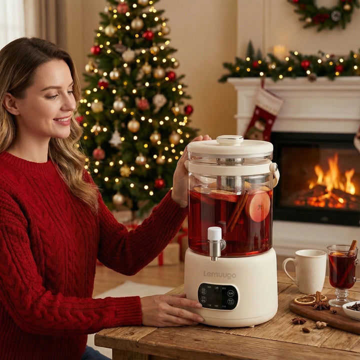 （U.S. spot）Lemuugo 3L Glass Kettle, Electric Tea Kettle with Infuser,Iced Tea/Coffe Maker, Large Capacity Borosilicate Tea &amp; Water Kettle, Soup Making, Enzyme Fruit Tea Pot