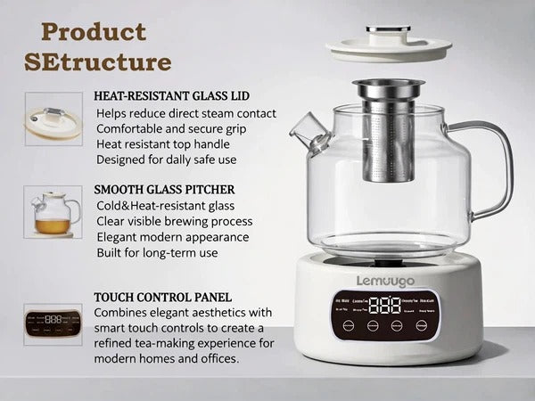 1.2L Glass Electric Tea Kettle with Infuser, Temperature Control Tea Maker for Herbal Tea & Coffee