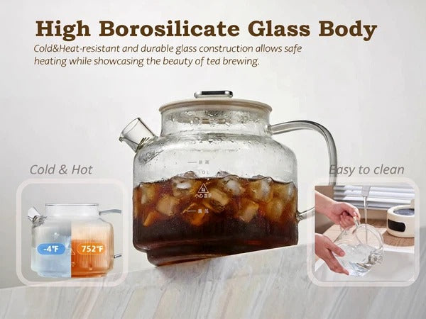 1.2L Glass Electric Tea Kettle with Infuser, Temperature Control Tea Maker for Herbal Tea & Coffee