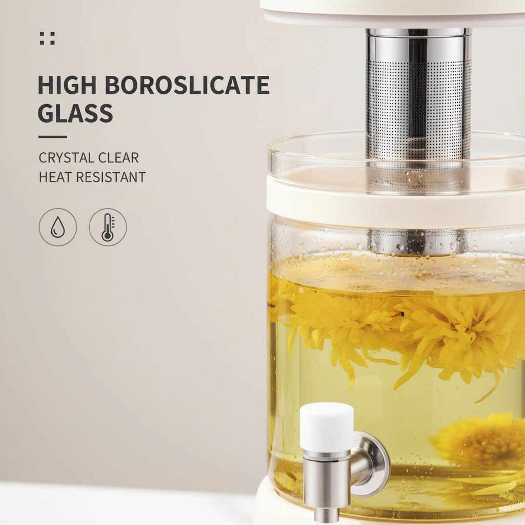 （U.S. spot）Lemuugo 3L Glass Kettle, Electric Tea Kettle with Infuser,Iced Tea/Coffe Maker, Large Capacity Borosilicate Tea & Water Kettle, Soup Making, Enzyme Fruit Tea Pot