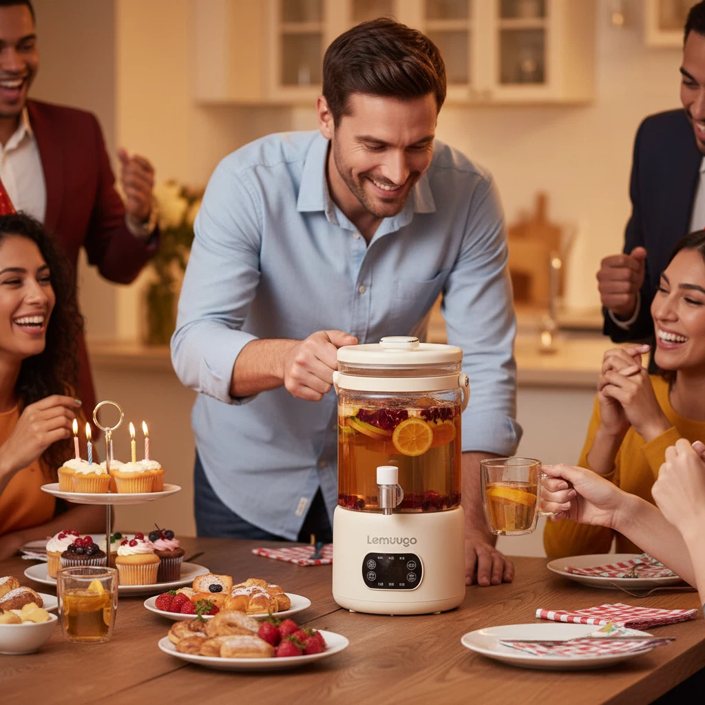 （U.S. spot）Lemuugo 3L Glass Kettle, Electric Tea Kettle with Infuser,Iced Tea/Coffe Maker, Large Capacity Borosilicate Tea & Water Kettle, Soup Making, Enzyme Fruit Tea Pot