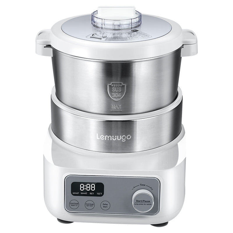 Lemuugo Electric Dough Makerwith Ferment Function, 6.34 Qt Bowl, Digital Timer, 2 Proofing Modes,Face-up Touch Panel,304 Stainless Steel,LE-MIX6L